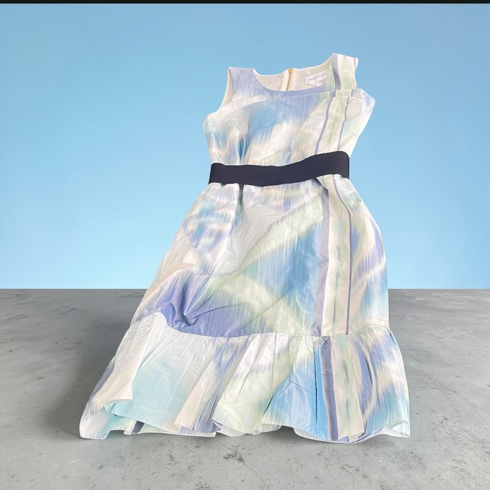 Emilio Pucci Abstract Blue and Cream Dress - Picture 2 of 6